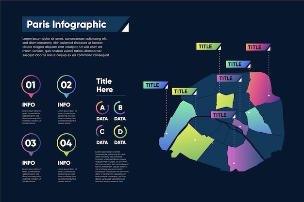 Infografiken der gradienten-paris-karte