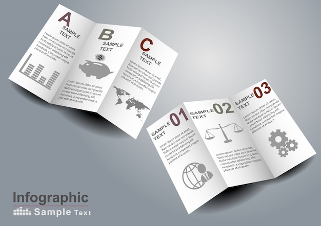 Infografiken elemente auf 3d papier