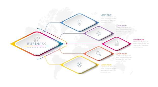 Infografiken-entwurfsvorlagendiagramm mit 5 optionen oder schritten
