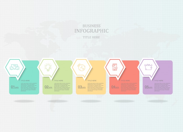 Infografiken fünf elemente und symbole für business-präsentation