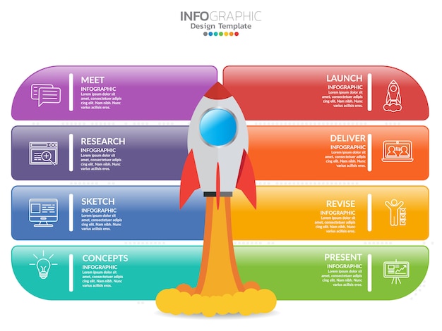 Infografiken für geschäftskonzept mit symbolen und optionen oder schritten.