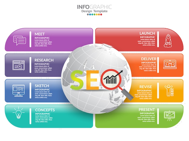 Infografiken für geschäftskonzept mit symbolen und optionen oder schritten.