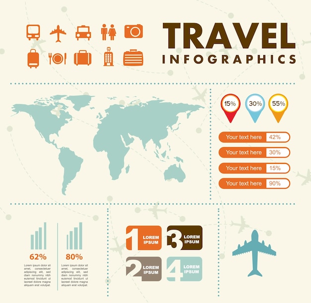 Infografiken mit verschiedenen Elementen Vektor-Illustration festgelegt
