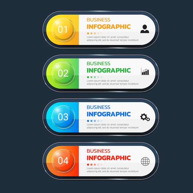 Infografiken schrittvorlage in glas oder hochglanz