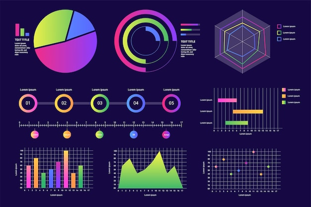 Infografiken sci fi isoliert auf transparentem futuristischem hintergrund. abstrakte zukunftskonzept wissenschaft virtueller grafischer interface-bildschirm mit farbiger infografik digitaler illustration.