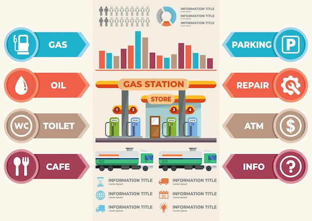 Infografiken service tankstelle vektor