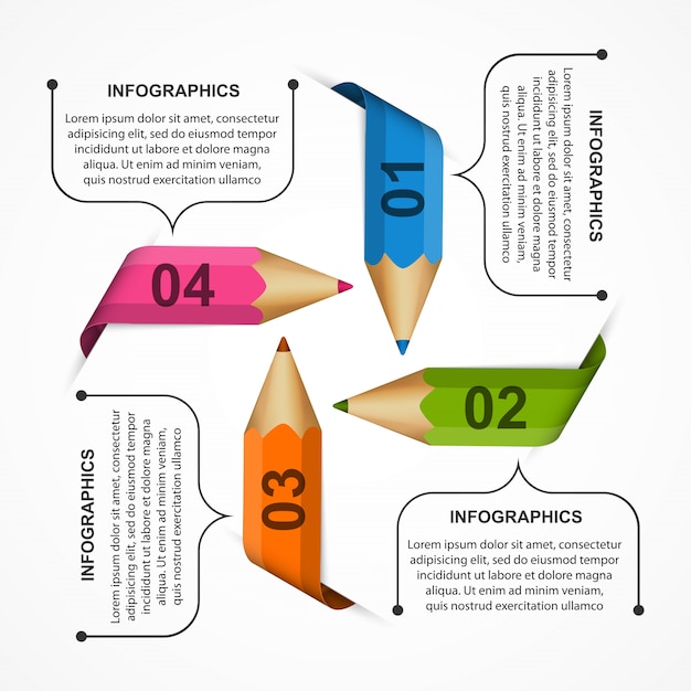 Infografiken vorlage mit bleistift.