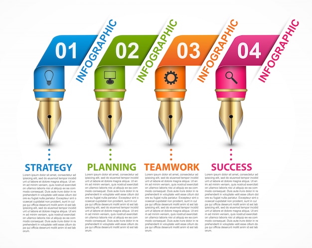 Infografiken-vorlage mit farbigem tintenstift.
