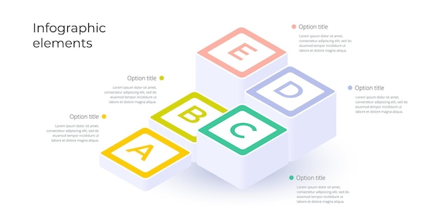 Infografiken zu geschäftsprozessdiagrammen mit 5-schritte-optionen