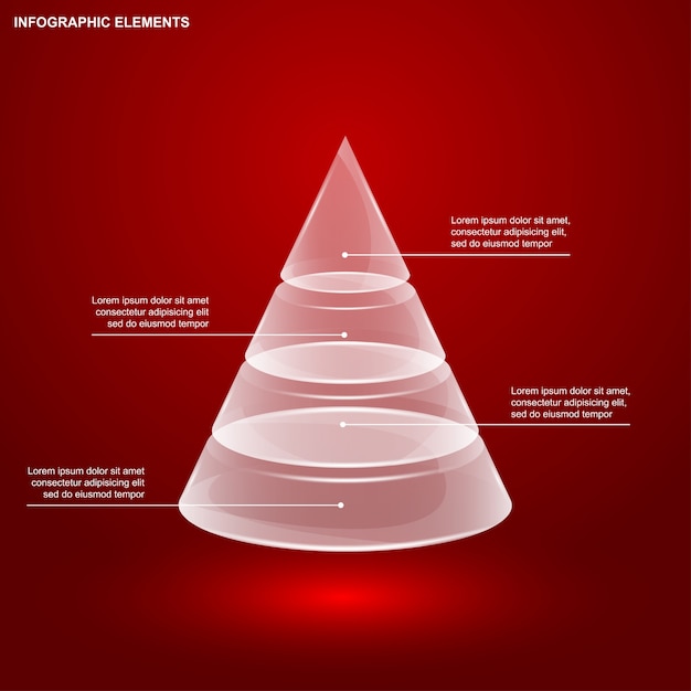 Infografikschablone der glaspyramide,