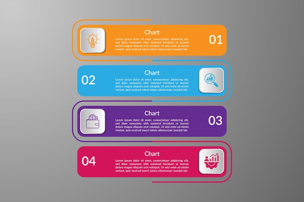 Infografische Elemente Entwurfsvorlage Geschäftskonzept mit 4 Schritten oder Optionen