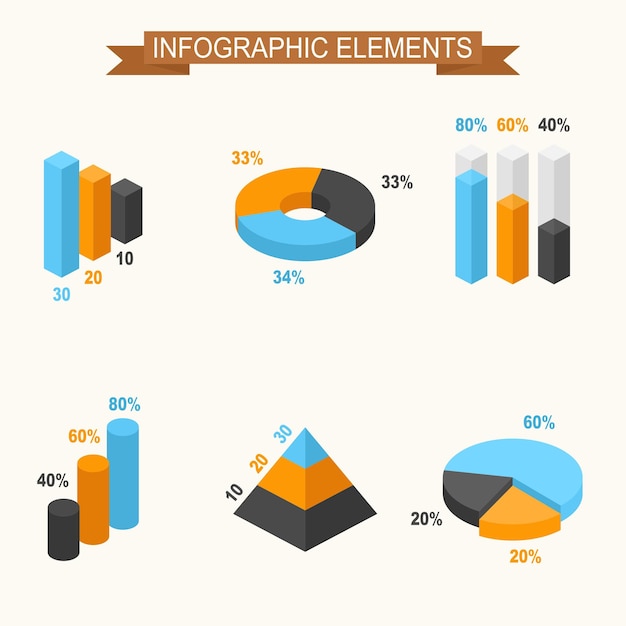 Infografische elemente isometrische 3d-farbsatz
