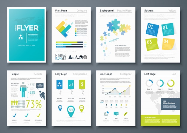 Infografische Flyer-Vorlagen und Business-Vektor-Elemente