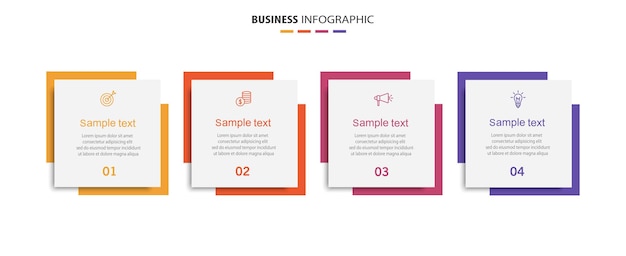 Vektor infografische geschäftsdesign-vektorvorlage mit 4 optionsschritten oder -prozessen.