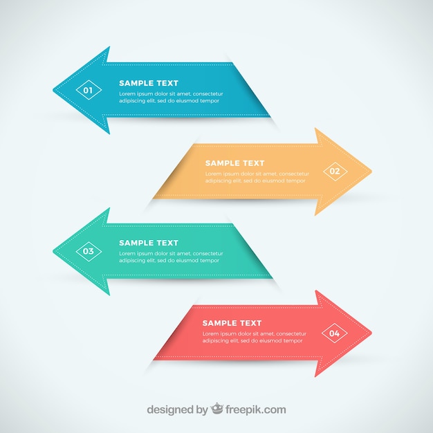 Infografische pfeile in flachem design