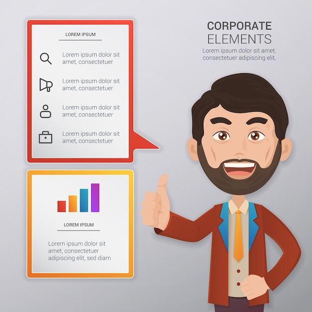 Vektor infografische vorlage design mit business man