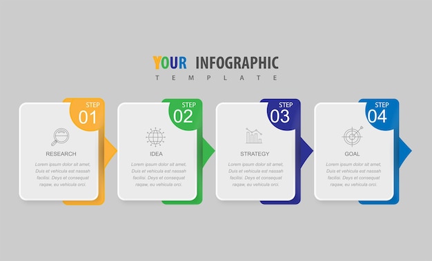 Infografisches geschäftskonzept mit 4 optionen oder schritten