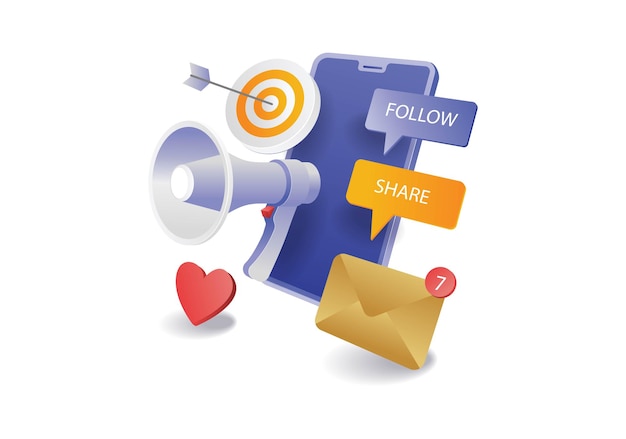 Infografisches Konzept für das Kampagnenmanagement von Social Media Marketing-Technologien