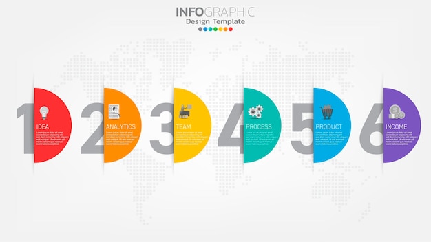 Infograph schritte farbelement mit pfeil, diagrammdiagramm, business-online-marketing-konzept.