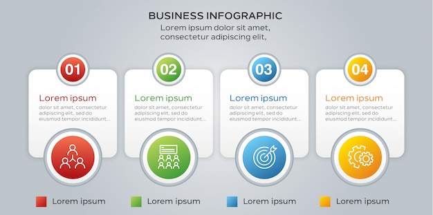 Infographic design des geschäfts mit vier schritten