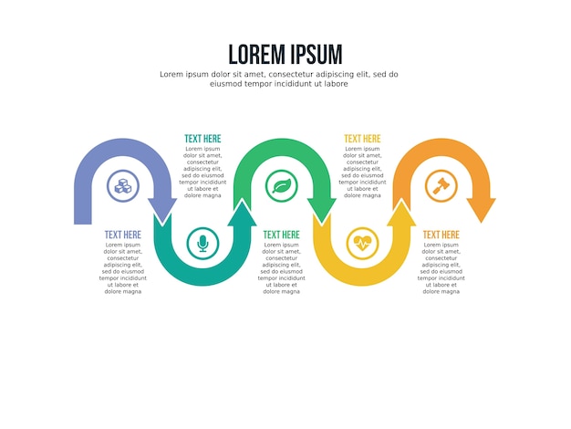 Infographic element der fünfstufigen welle