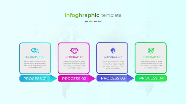 Infographic element des modernen gradienten vierstufigen geschäfts