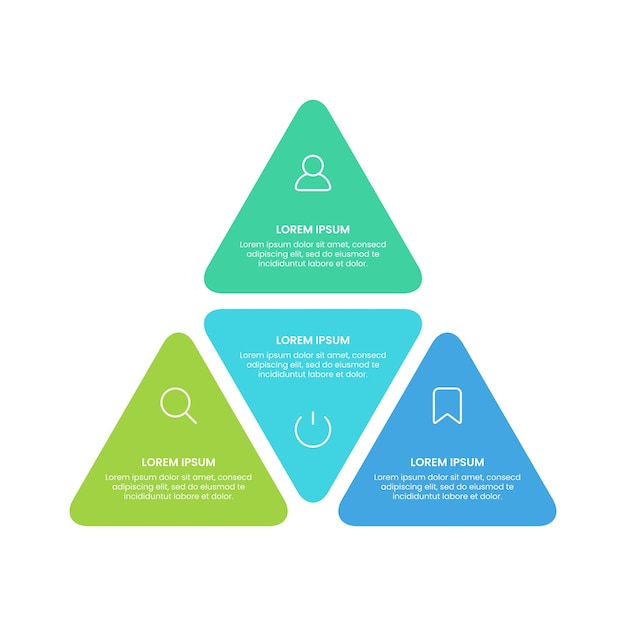 Vektor infographic elemente der modernen dreieckformwahlen des vektors für geschäft mit ikonenschablonendesign