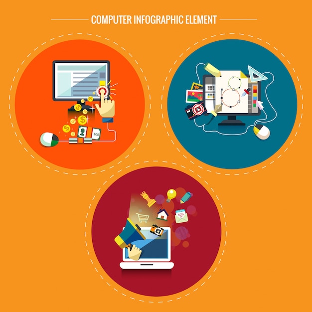 Infographic elemente des computers und des laptops