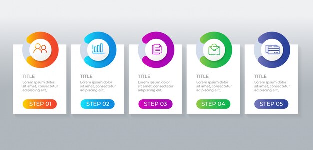 Infographic elemente des geschäfts mit 5 schritten