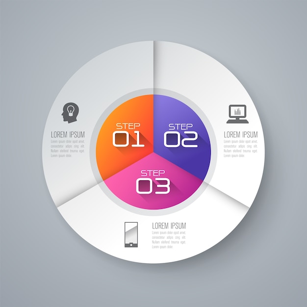 Infographic elemente mit 3 schritten geschäft für die darstellung