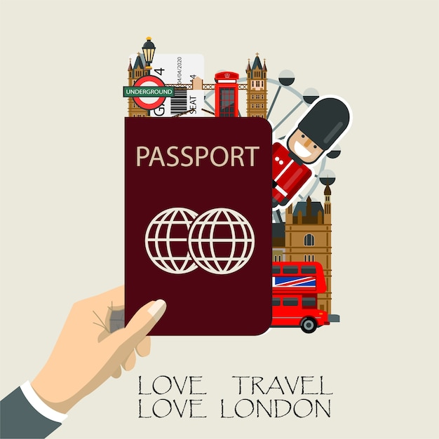 Infographic hand londons, die pass mit marksteinen von england hält