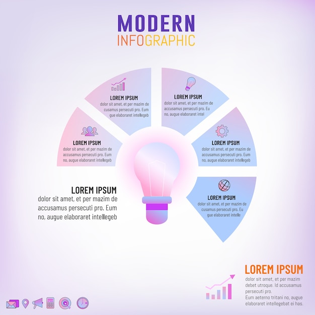 Infographic schablone der glühlampe für geschäftsideenkonzept