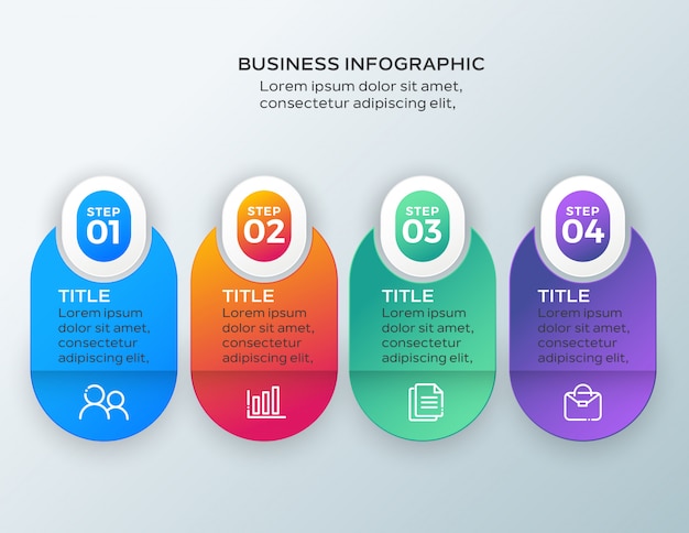 Infographic schablone des geschäfts mit 4 schritten