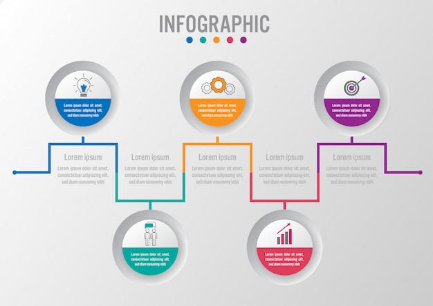 Infographic schablone des geschäfts mit kreisform