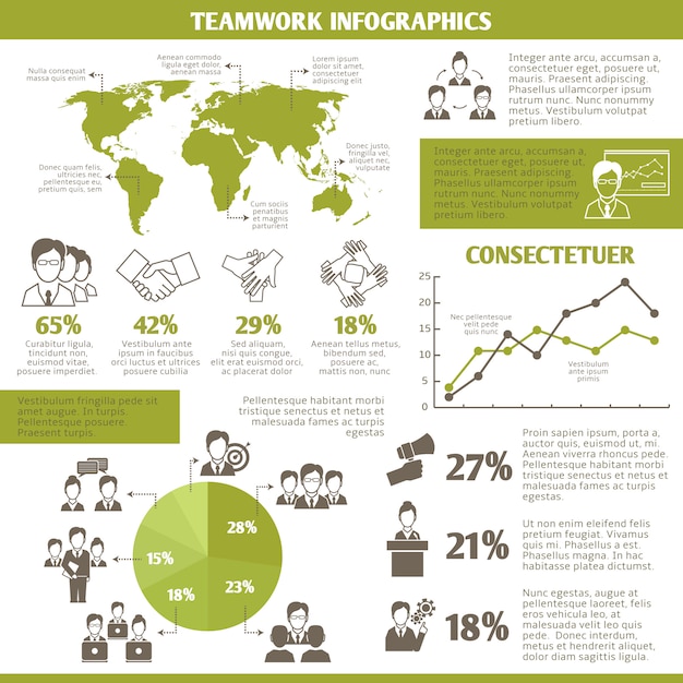 Infographic Schablone des Teamwork-Geschäfts