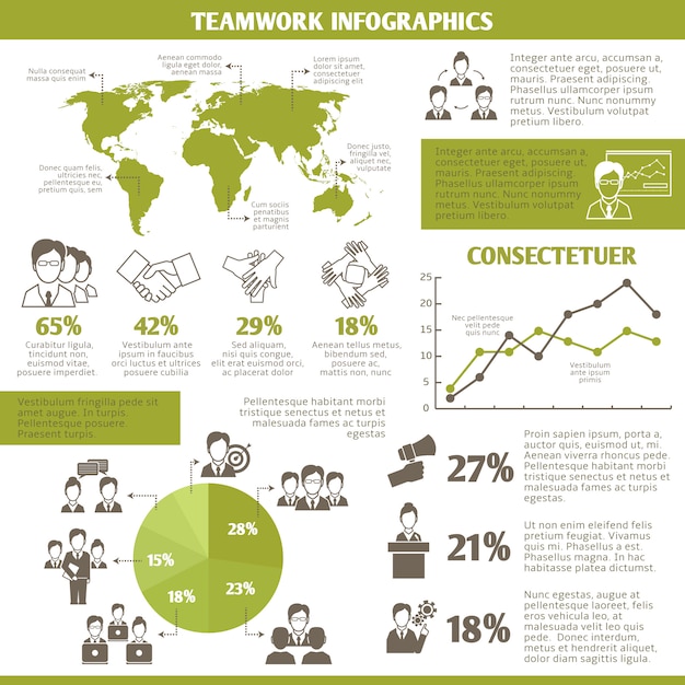 Infographic schablone des teamwork-geschäfts