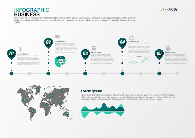 Infographic-schablone für wahlen des geschäfts 5 im transportkonzept