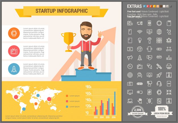 Infographic schablone und ikonen des flachen designs der stomatologie eingestellt