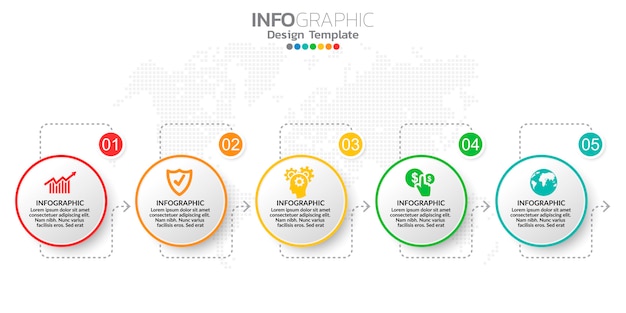 Infographic schrittschablone des digitalen online-marketings für geschäftsinhalte.