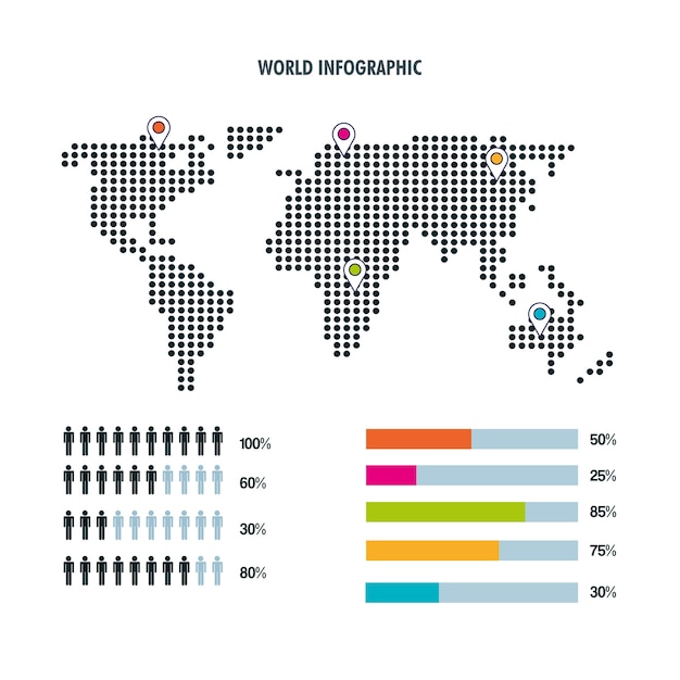 Infographic stabstatistiken der weltkarte demographische leute