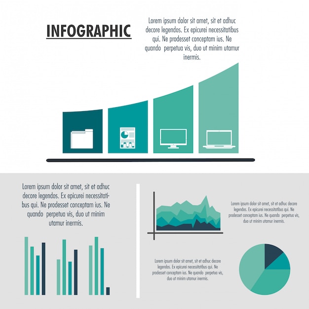 Vektor infographic-technologiedesign auf den blauen und weißen farben