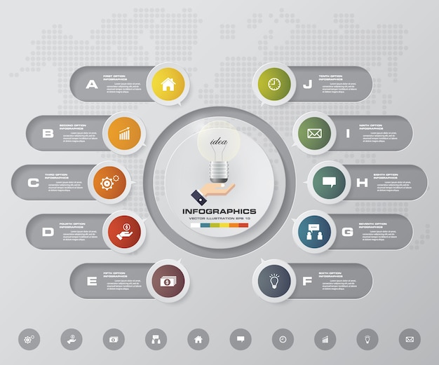 Infographics-Designvektor mit 10 Wahlen.