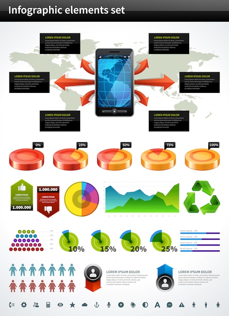 Infographics-sammlungsvektordiagramm und diagrammgestaltungselemente und datenvisualisierungsikonen eingestellt.