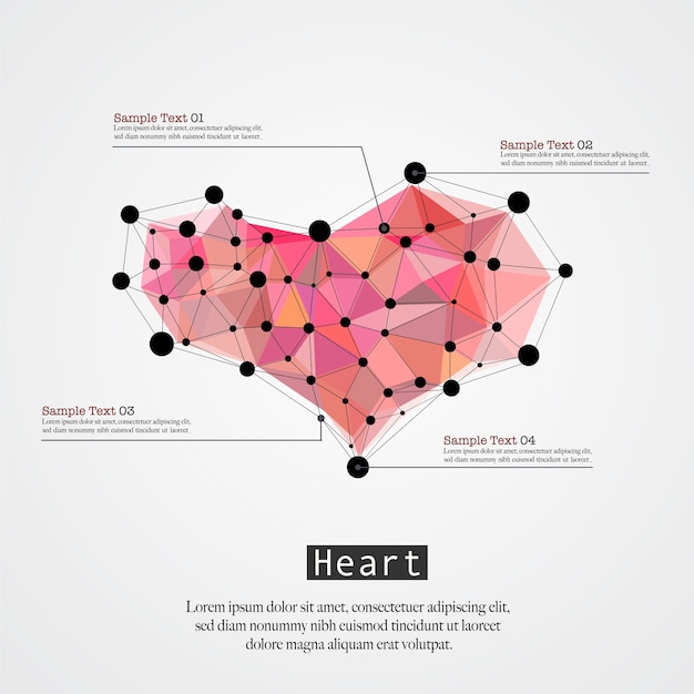 Vektor infographik-abstrakter herz-polygonaler geometrischer hintergrund.