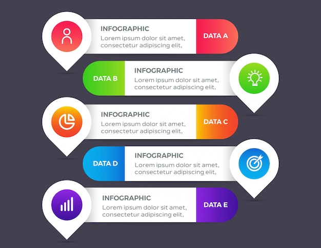 Infographik element mit 5 optionen daten