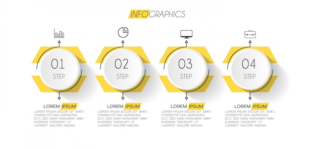 Infographik element mit optionen oder schritten