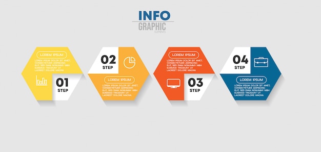 Infographik element mit symbolen und 4 optionen oder schritte.