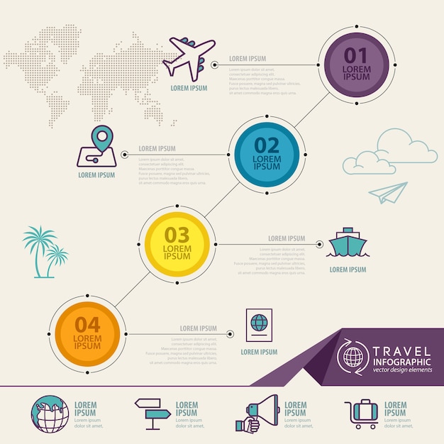 Infographik Elemente mit Reiseikonen