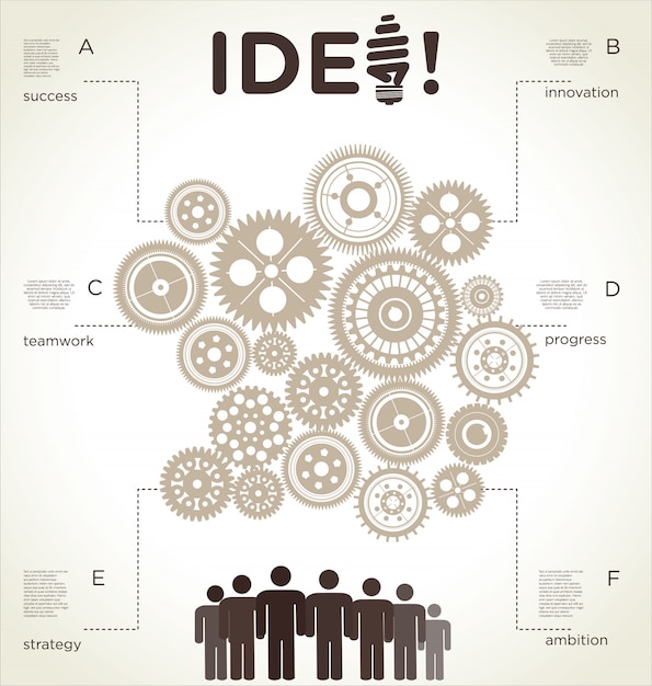 Infographik entwurfsvorlage mit zahnrädern