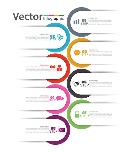 Infographik Geschäftskonzept mit acht Optionen